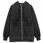 New Trendy Vintage Hip Hop Streetwear Women Hoodies Angel Dark Print Zipper Jacket Coat Hooded Top Clothes Men Women Punk Outwear Stevvex