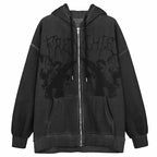 New Trendy Vintage Hip Hop Streetwear Women Hoodies Angel Dark Print Zipper Jacket Coat Hooded Top Clothes Men Women Punk Outwear Stevvex