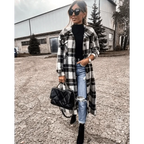 New Trendy Women's Coat Autumn Winter Long Sleeve Red Plaid Jacket Women Lapel Single Breasted Cardigan Coat Turndown Collar Women Coat Stevvex