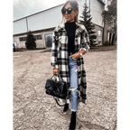 New Trendy Women's Coat Autumn Winter Long Sleeve Red Plaid Jacket Women Lapel Single Breasted Cardigan Coat Turndown Collar Women Coat Stevvex