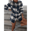 New Trendy Women's Coat Autumn Winter Long Sleeve Red Plaid Jacket Women Lapel Single Breasted Cardigan Coat Turndown Collar Women Coat Stevvex
