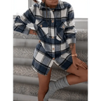 New Trendy Women's Coat Autumn Winter Long Sleeve Red Plaid Jacket Women Lapel Single Breasted Cardigan Coat Turndown Collar Women Coat Stevvex