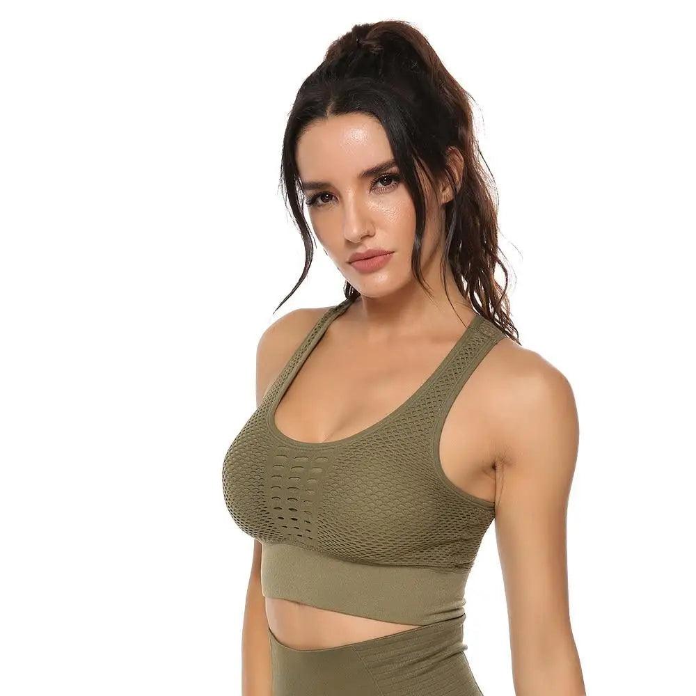 New Trendy Women's T-shirts Workout Sports Bra Yoga Vest Backless Solid Quick Dry Running Gym Sport bra Yoga Shirts Stevvex