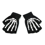 New TrendyHalf Finger Gloves Glow  Dark Fingerless Stretch Knitted Winter Mittens Men/Women's Skeleton Pattern Knit Gloves Fingerless Gloves Stevvex