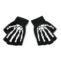 New TrendyHalf Finger Gloves Glow  Dark Fingerless Stretch Knitted Winter Mittens Men/Women's Skeleton Pattern Knit Gloves Fingerless Gloves Stevvex
