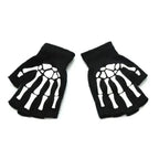 New TrendyHalf Finger Gloves Glow  Dark Fingerless Stretch Knitted Winter Mittens Men/Women's Skeleton Pattern Knit Gloves Fingerless Gloves Stevvex