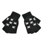 New TrendyHalf Finger Gloves Glow  Dark Fingerless Stretch Knitted Winter Mittens Men/Women's Skeleton Pattern Knit Gloves Fingerless Gloves Stevvex