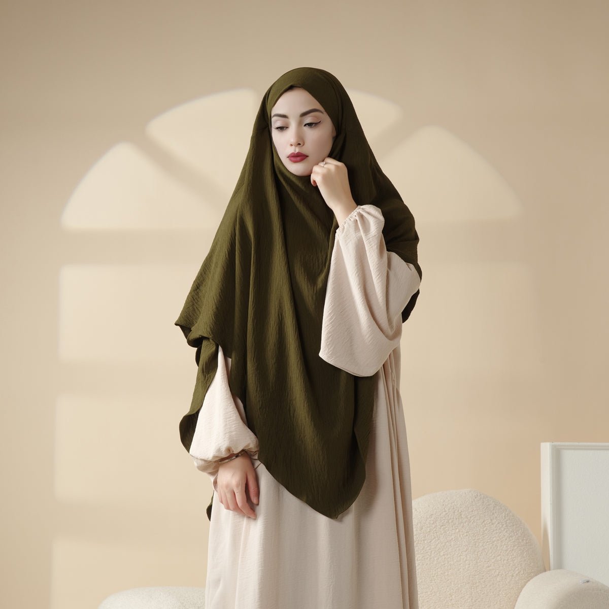New Two-Layer Crepe Khimar (MK010) Mariam's Collection