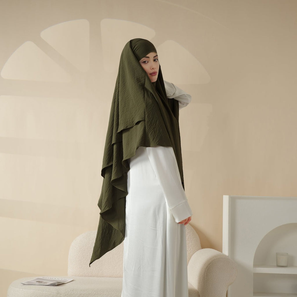 New Two-Layer Crepe Khimar (MK010) Mariam's Collection