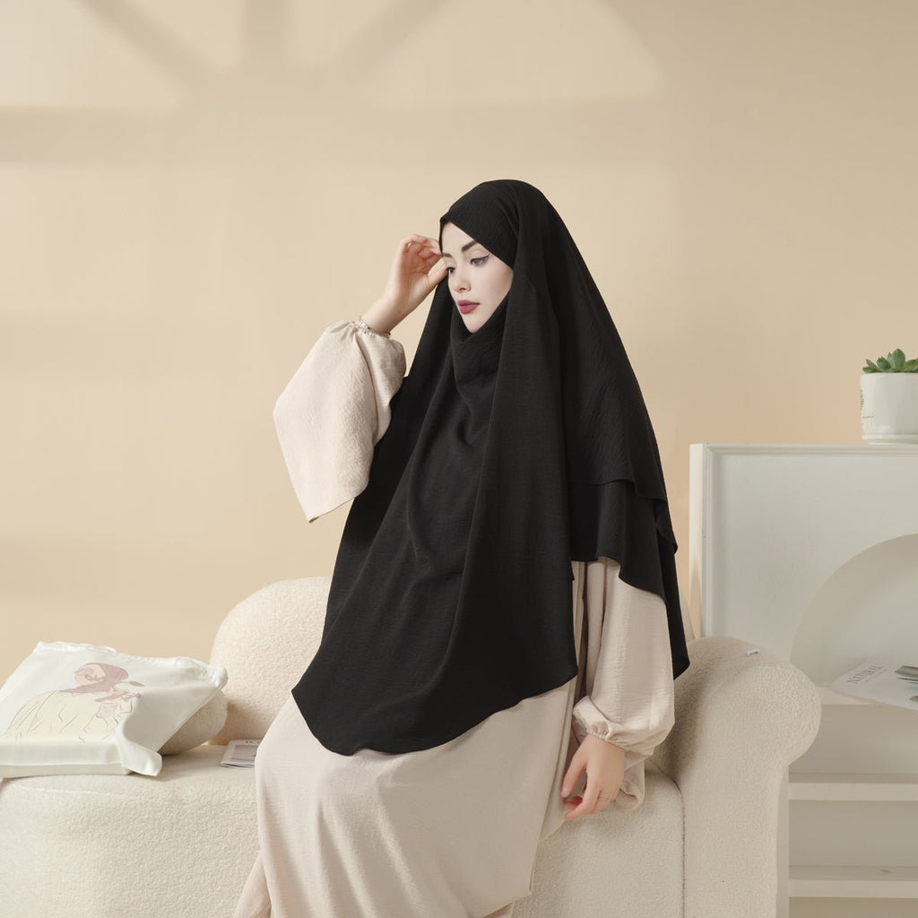 New Two-Layer Crepe Khimar (MK010) Mariam's Collection