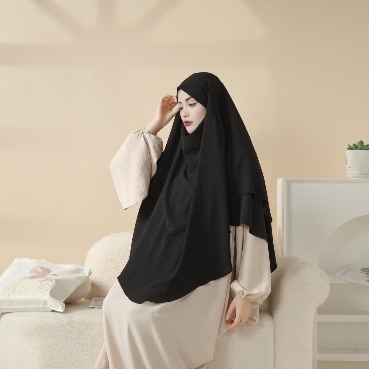 New Two-Layer Crepe Khimar (MK010) Mariam's Collection