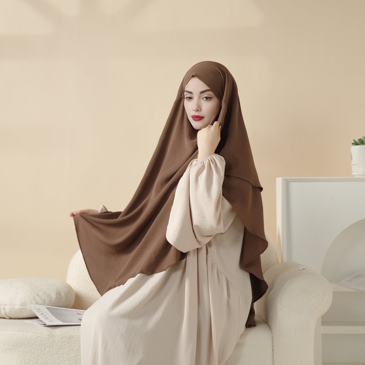 New Two-Layer Crepe Khimar (MK010) Mariam's Collection