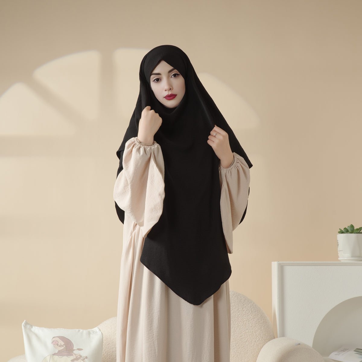 New Two-Layer Crepe Khimar (MK010) Mariam's Collection
