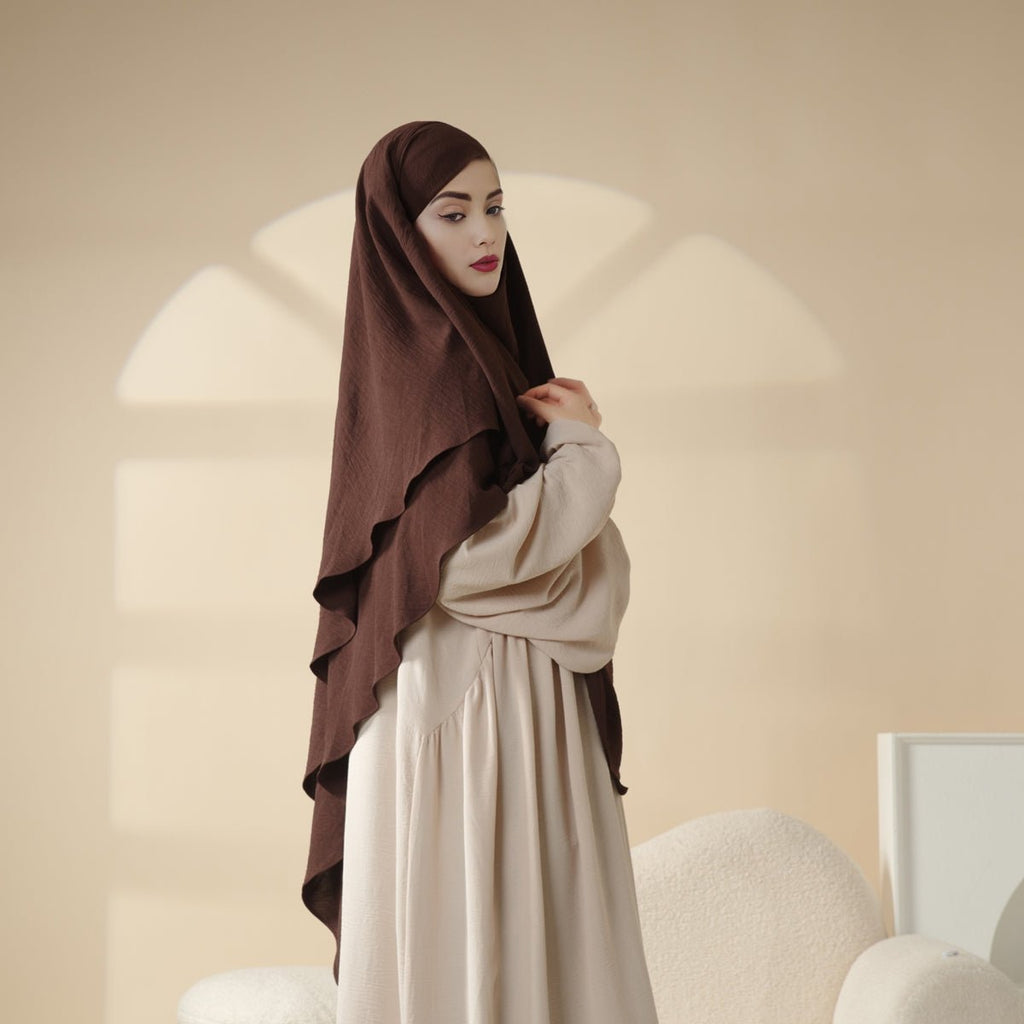 New Two-Layer Crepe Khimar (MK010) Mariam's Collection
