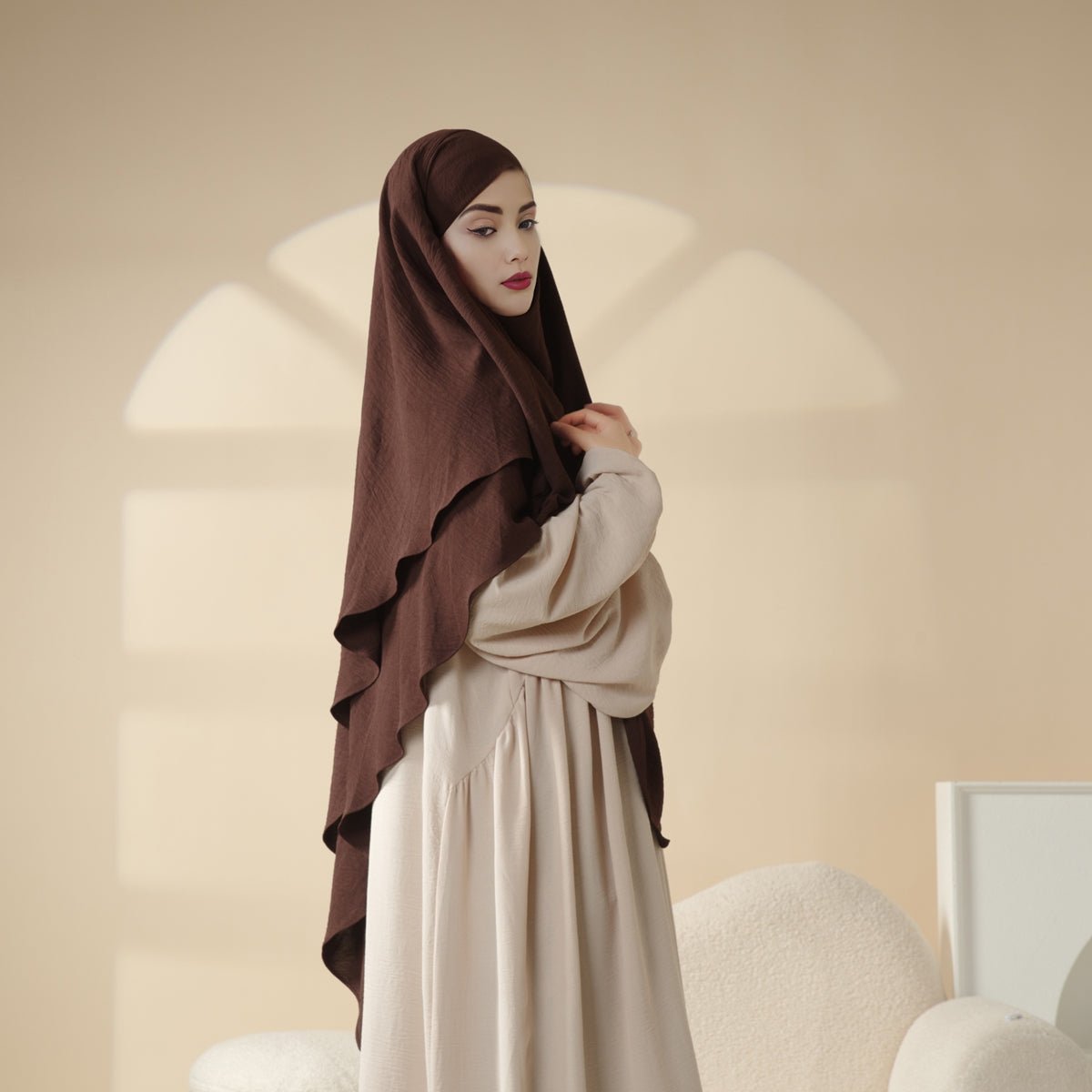 New Two-Layer Crepe Khimar (MK010) Mariam's Collection