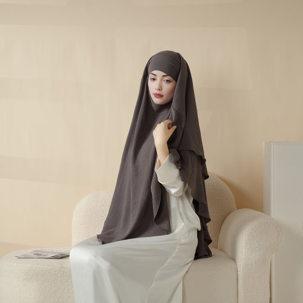 New Two-Layer Crepe Khimar (MK010) Mariam's Collection
