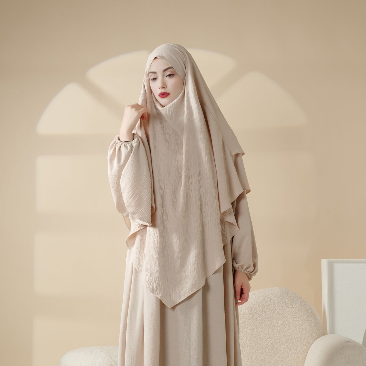 New Two-Layer Crepe Khimar (MK010) Mariam's Collection