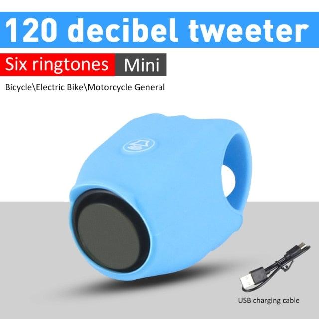 New USB Rechargeable Battery Bicycle Bell 120db Waterproof Cycling Bike Bells Electric Horn Mini Portable Cycling Handlebar Bell Electra Bike Bell Electric Cycling Bells Horn Loud Bicycle Horns Water-Resistant Sound Modes Bike Bells Stevvex