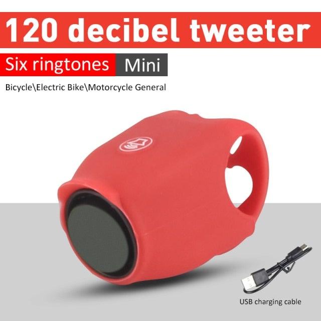 New USB Rechargeable Battery Bicycle Bell 120db Waterproof Cycling Bike Bells Electric Horn Mini Portable Cycling Handlebar Bell Electra Bike Bell Electric Cycling Bells Horn Loud Bicycle Horns Water-Resistant Sound Modes Bike Bells Stevvex