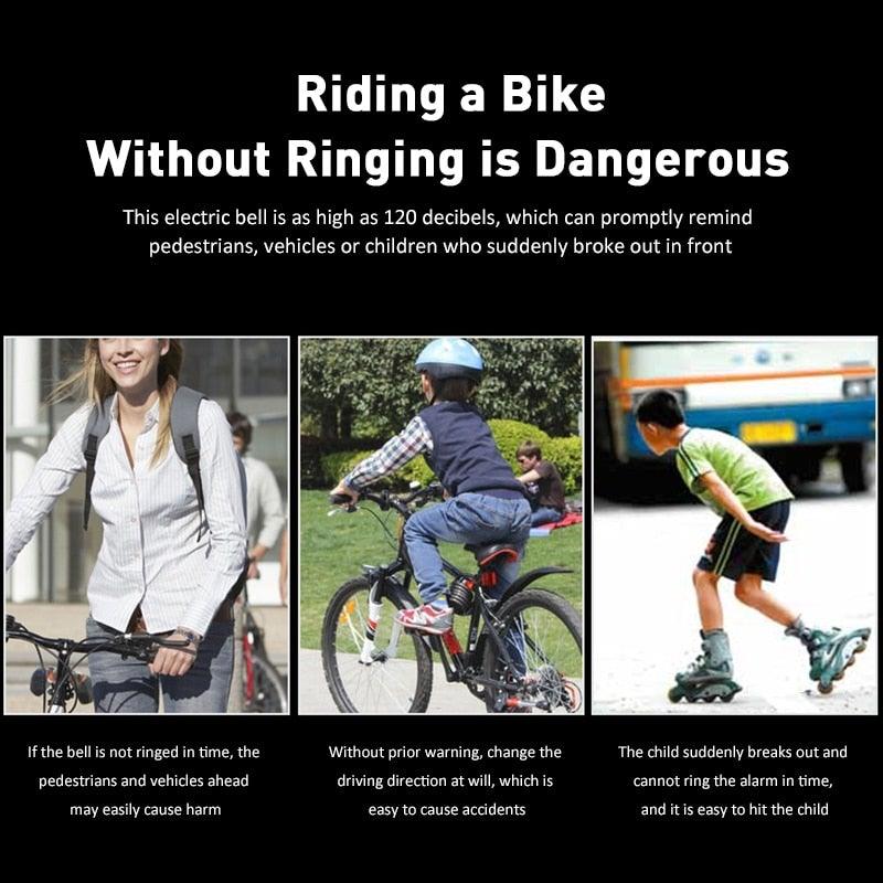 New USB Rechargeable Battery Bicycle Bell 120db Waterproof Cycling Bike Bells Electric Horn Mini Portable Cycling Handlebar Bell Electra Bike Bell Electric Cycling Bells Horn Loud Bicycle Horns Water-Resistant Sound Modes Bike Bells Stevvex