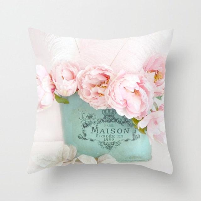 New Velvet Cushion Cover Pillowcase Colorful Flower Cushion Sunflower Rose Mediterranean Pillow Case Decor Sofa Throw Pillows Room 45x45CM Stevvex