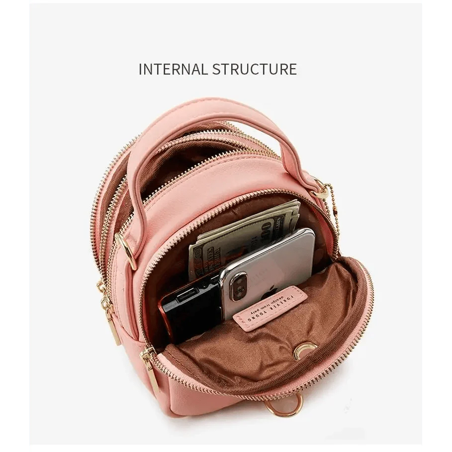 New Versatile Big Capacity 3 Layer Women Backpack Fashionable Small Backpack For Ladies Soft Leather Shoulder Crossbody bag for Female Stevvex