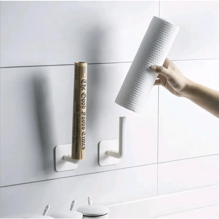 New Vigorous 1Pc Kitchen Self-adhesive Accessories Under Cabinet Paper Roll Rack Towel Holder Tissue Hanger Storage Rack for Bathroom Toilet Stevvex