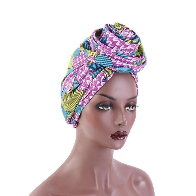 New Vintage African Print Stretch Bandana Head Wrap Long Scarf satin Floral Women Party Turban Headwear Cap Hair Accessories Stevvex