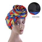 New Vintage African Print Stretch Bandana Head Wrap Long Scarf satin Floral Women Party Turban Headwear Cap Hair Accessories Stevvex