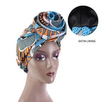 New Vintage African Print Stretch Bandana Head Wrap Long Scarf satin Floral Women Party Turban Headwear Cap Hair Accessories Stevvex