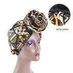 New Vintage African Print Stretch Bandana Head Wrap Long Scarf satin Floral Women Party Turban Headwear Cap Hair Accessories Stevvex