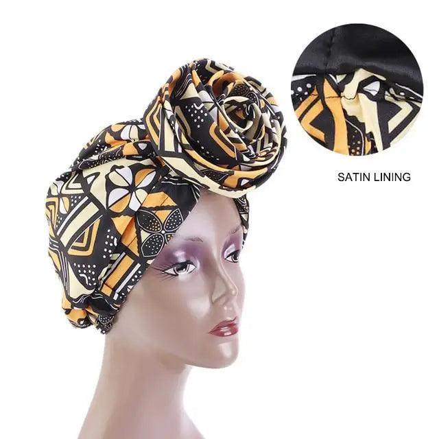 New Vintage African Print Stretch Bandana Head Wrap Long Scarf satin Floral Women Party Turban Headwear Cap Hair Accessories Stevvex