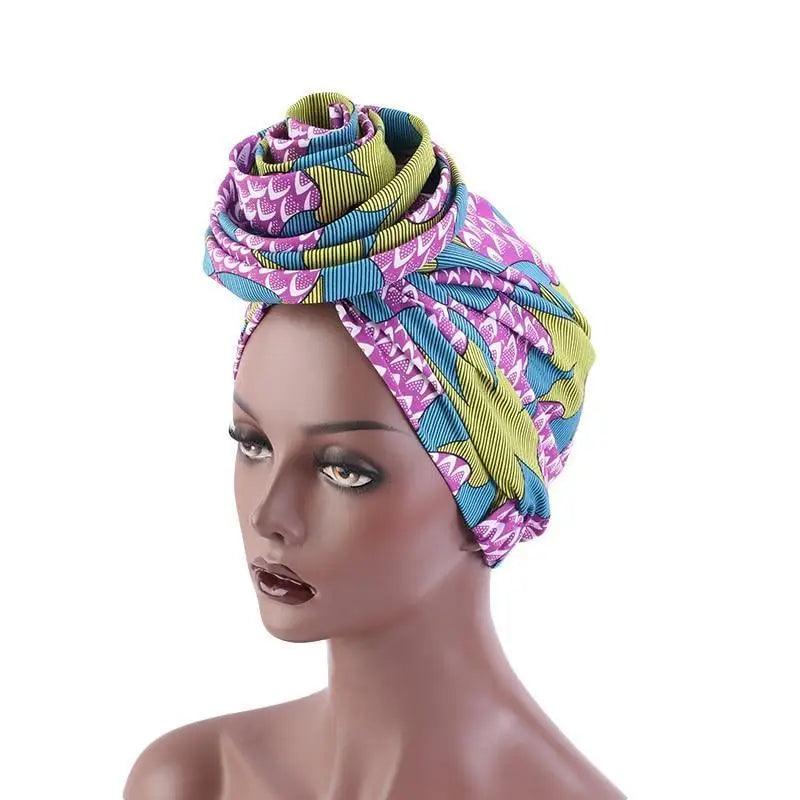 New Vintage African Print Stretch Bandana Head Wrap Long Scarf satin Floral Women Party Turban Headwear Cap Hair Accessories Stevvex