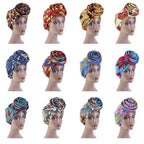 New Vintage African Print Stretch Bandana Head Wrap Long Scarf satin Floral Women Party Turban Headwear Cap Hair Accessories Stevvex