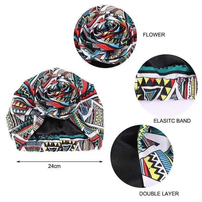 New Vintage African Print Stretch Bandana Head Wrap Long Scarf satin Floral Women Party Turban Headwear Cap Hair Accessories Stevvex
