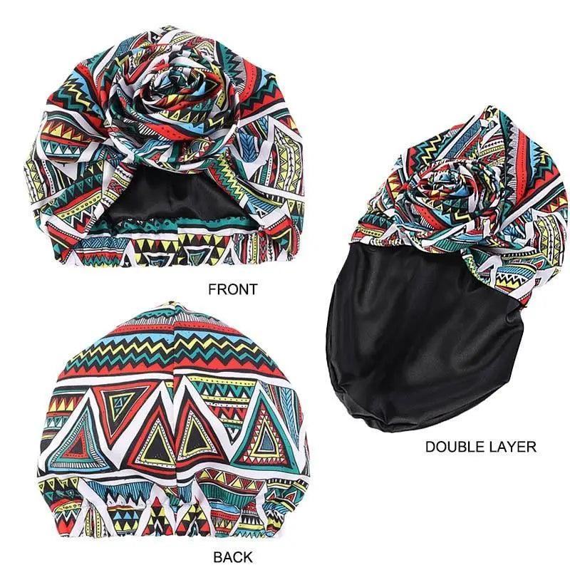 New Vintage African Print Stretch Bandana Head Wrap Long Scarf satin Floral Women Party Turban Headwear Cap Hair Accessories Stevvex