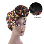 New Vintage African Print Stretch Bandana Head Wrap Long Scarf satin Floral Women Party Turban Headwear Cap Hair Accessories Stevvex