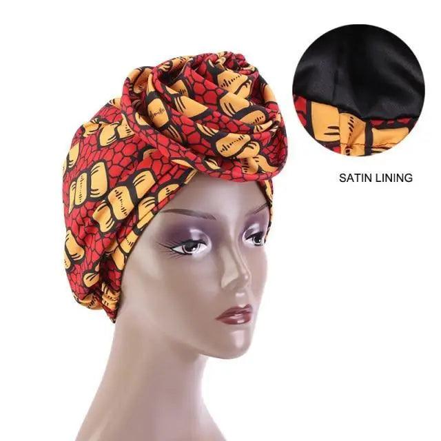 New Vintage African Print Stretch Bandana Head Wrap Long Scarf satin Floral Women Party Turban Headwear Cap Hair Accessories Stevvex