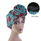 New Vintage African Print Stretch Bandana Head Wrap Long Scarf satin Floral Women Party Turban Headwear Cap Hair Accessories Stevvex