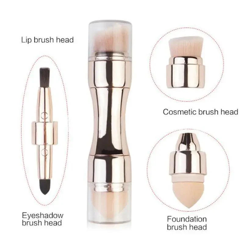 New Vintage Style 4 In 1 Makeup Brushes For Foundation, Eyebrow Shadow, Eyeliner Blush Powder, Brush Cosmetic And Concealer Professional Makeup Brush Stevvex