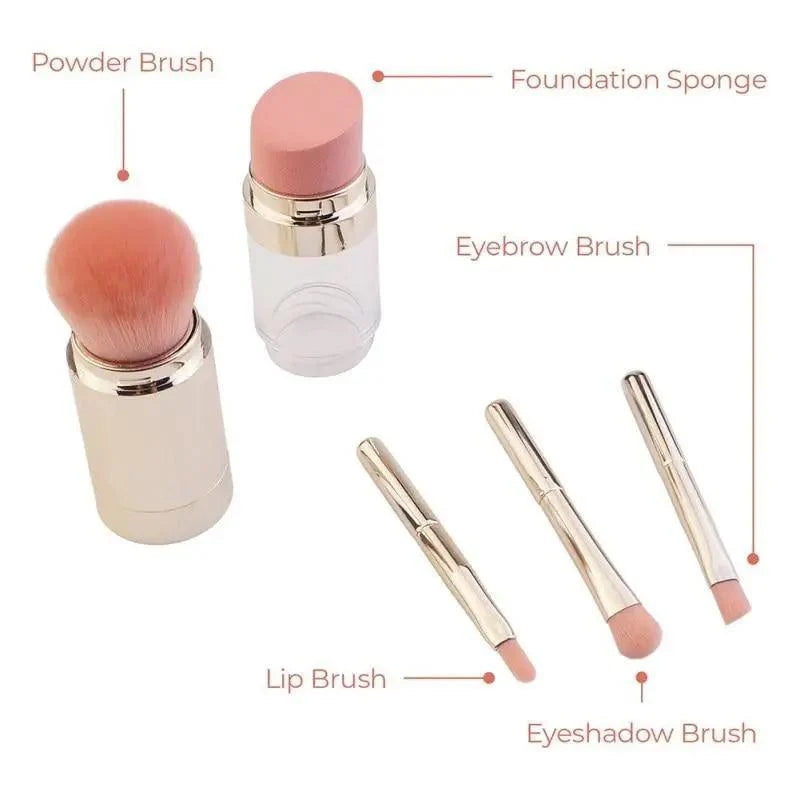 New Vintage Style 4 In 1 Makeup Brushes For Foundation, Eyebrow Shadow, Eyeliner Blush Powder, Brush Cosmetic And Concealer Professional Makeup Brush Stevvex
