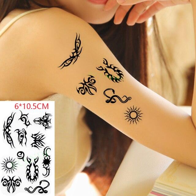 New Waterproof Temporary Sticker Tattoo Flame Heart Star Element Body Art Cute Small Tattoos For Kids Womens Stevvex