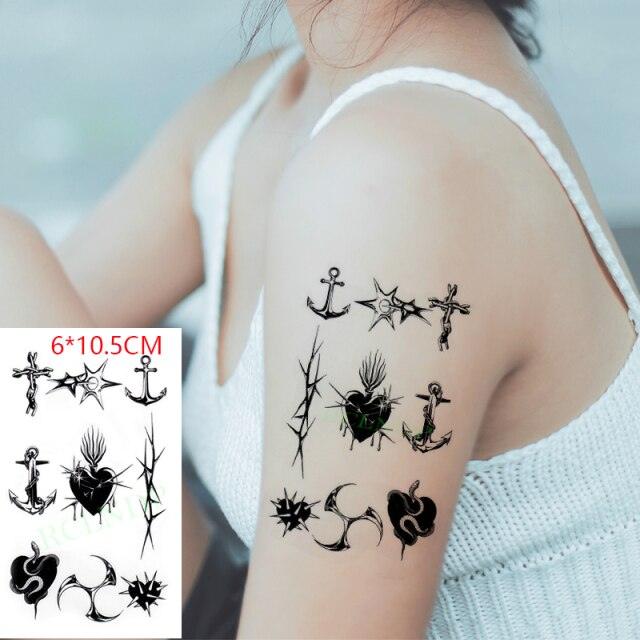 New Waterproof Temporary Sticker Tattoo Flame Heart Star Element Body Art Cute Small Tattoos For Kids Womens Stevvex