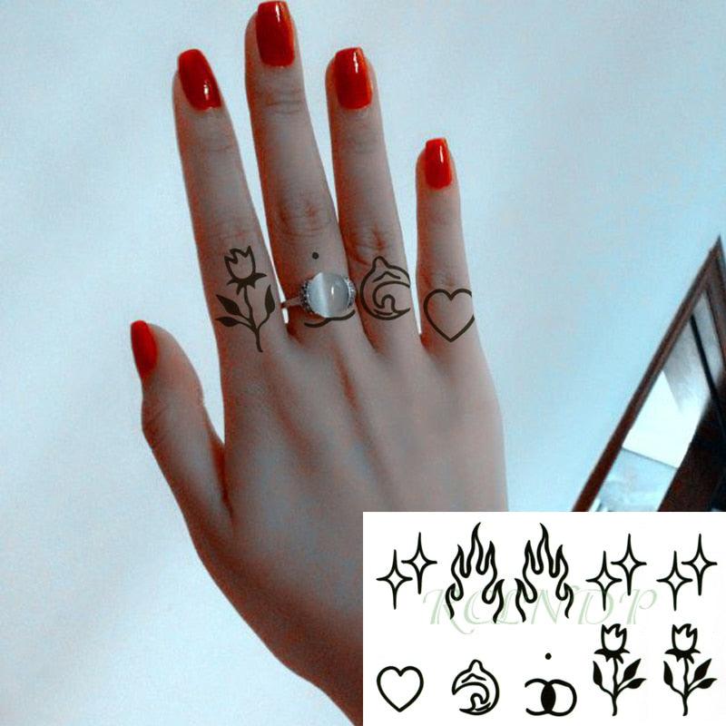 New Waterproof Temporary Sticker Tattoo Flame Heart Star Element Body Art Cute Small Tattoos For Kids Womens Stevvex
