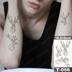 New Waterproof Temporary Tattoo Sticker Deer Animal Flash Tatoo Black Line Body Art Small Decorative Design For Womens Boys