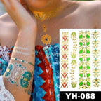 New Waterproof Temporary Tattoo Sticker Golden Silver Flower Jewelry Flash Fashion Different Design Tattoos For Womens Stevvex