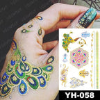 New Waterproof Temporary Tattoo Sticker Golden Silver Flower Jewelry Flash Fashion Different Design Tattoos For Womens Stevvex