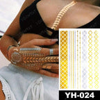 New Waterproof Temporary Tattoo Sticker Golden Silver Flower Jewelry Flash Fashion Different Design Tattoos For Womens Stevvex