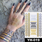 New Waterproof Temporary Tattoo Sticker Golden Silver Flower Jewelry Flash Fashion Different Design Tattoos For Womens Stevvex