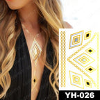 New Waterproof Temporary Tattoo Sticker Golden Silver Flower Jewelry Flash Fashion Different Design Tattoos For Womens Stevvex